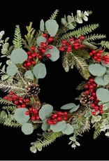 AB Floral 21" Eucalyptus Berry Iced Fir Wreath