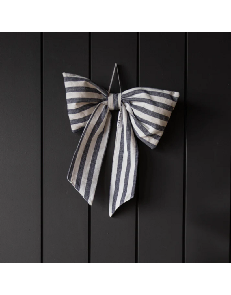 Luxe B Co Small Charcoal & Gold Striped Bow