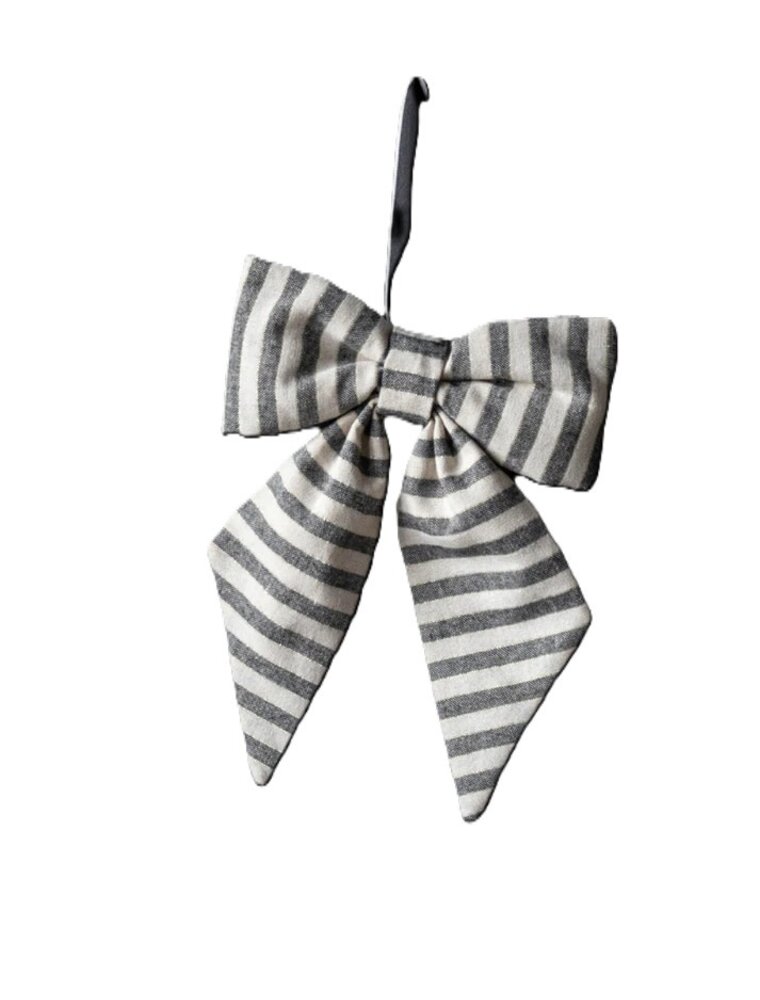 Luxe B Co Large Charcoal & Gold Striped Bow