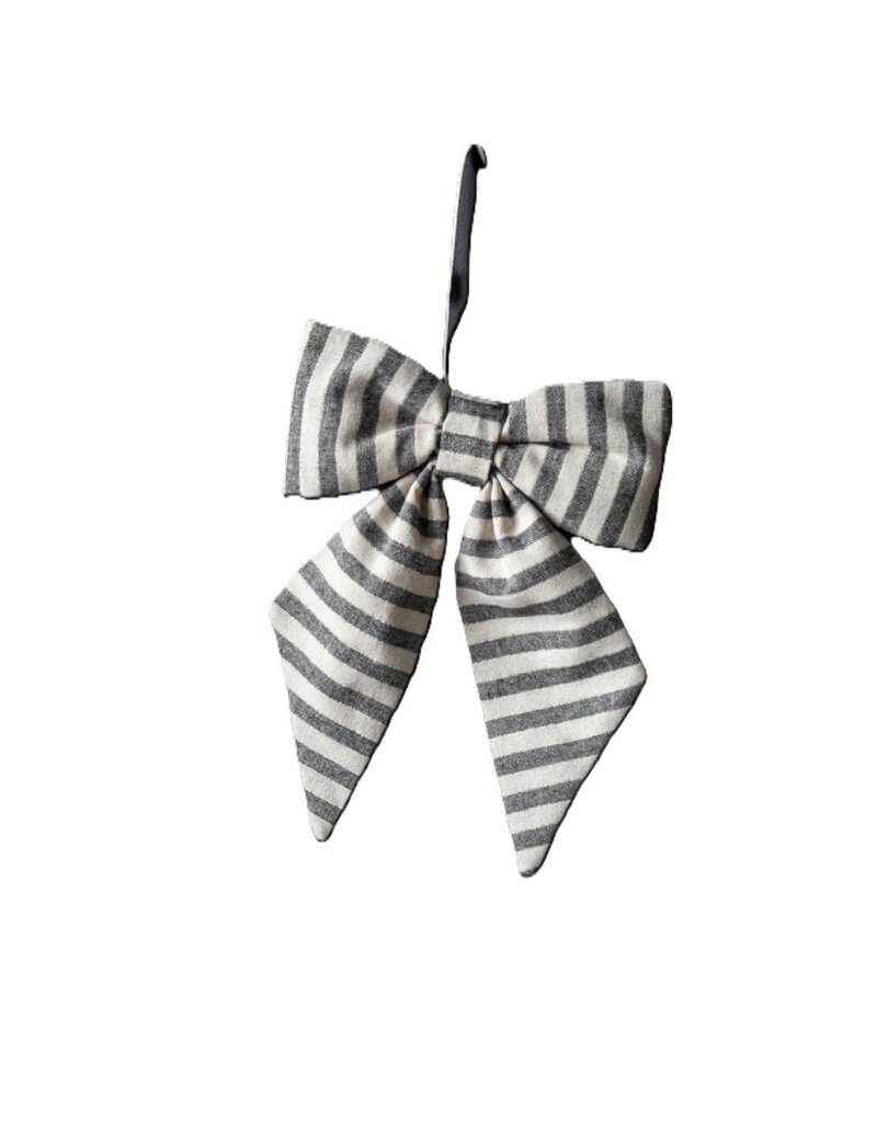 Luxe B Co Large Charcoal & Gold Striped Bow
