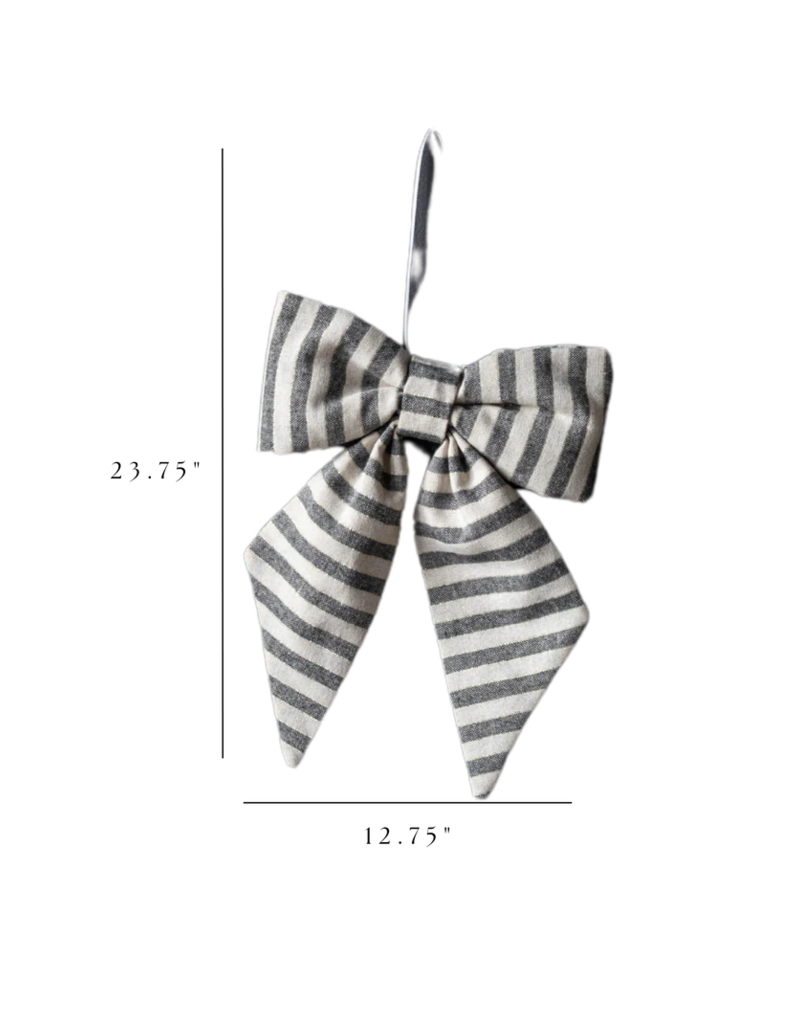 Luxe B Co Large Charcoal & Gold Striped Bow