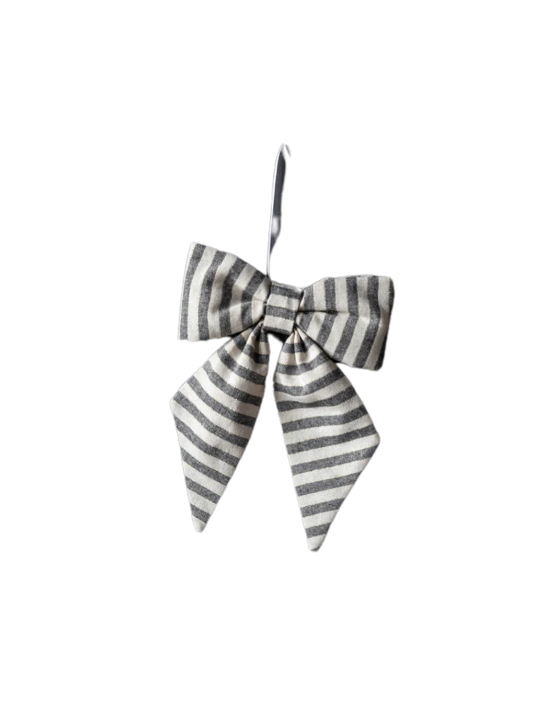 Luxe B Co Medium Charcoal & Gold Striped Bow