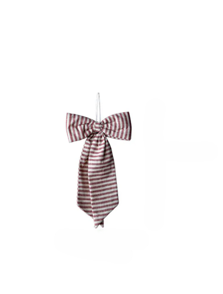 Luxe B Co Medium Striped Cranberry Red Bow