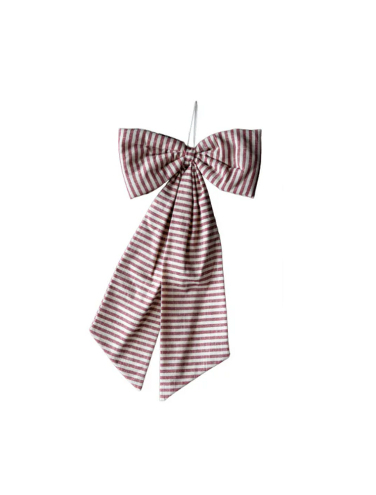 Luxe B Co Large Striped Cranberry Red Bow