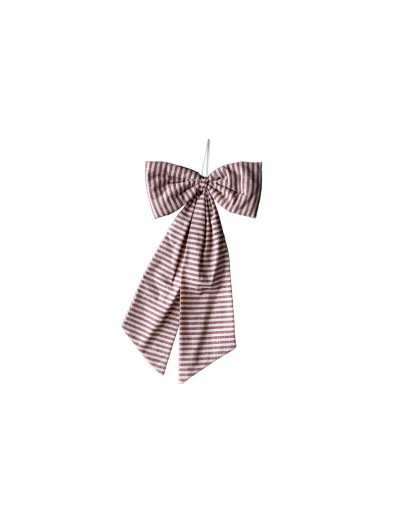 Luxe B Co Large Striped Cranberry Red Bow