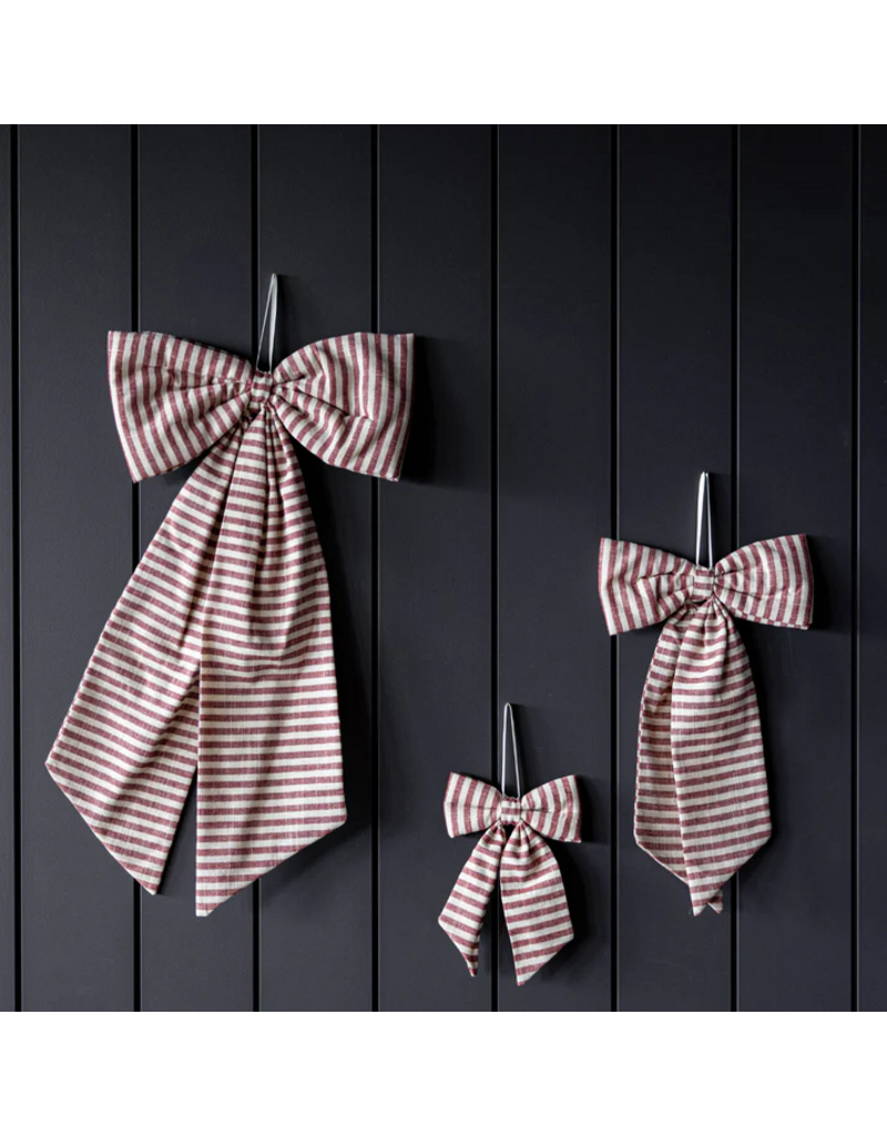 Luxe B Co Large Striped Cranberry Red Bow