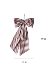 Luxe B Co Large Striped Cranberry Red Bow