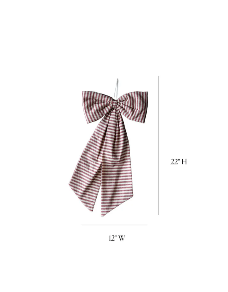 Luxe B Co Large Striped Cranberry Red Bow