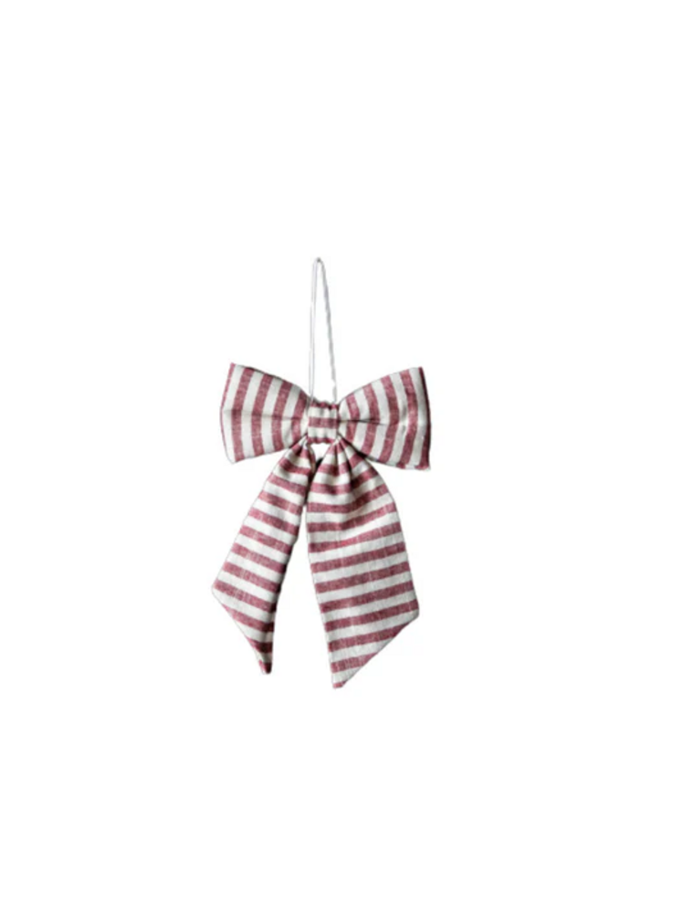 Luxe B Co Small Striped Cranberry Red Bow