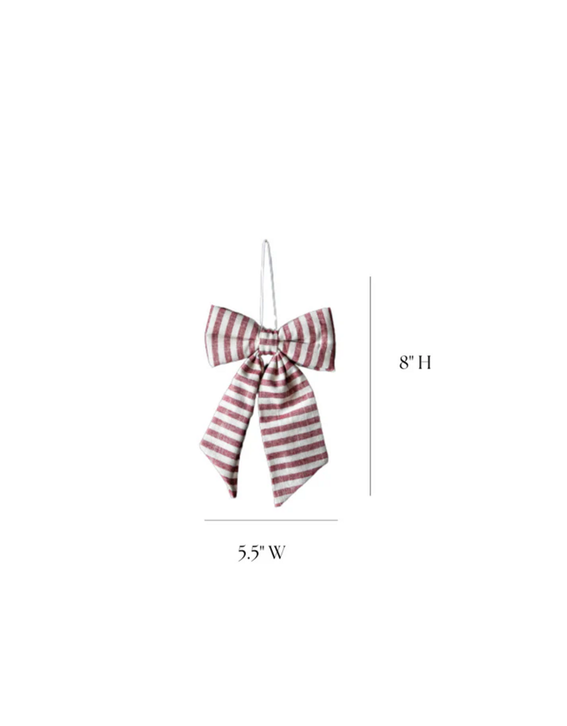 Luxe B Co Small Striped Cranberry Red Bow