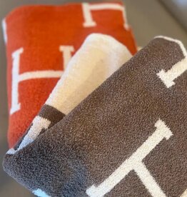 Hermes Taupe Hermes Inspired Blanket