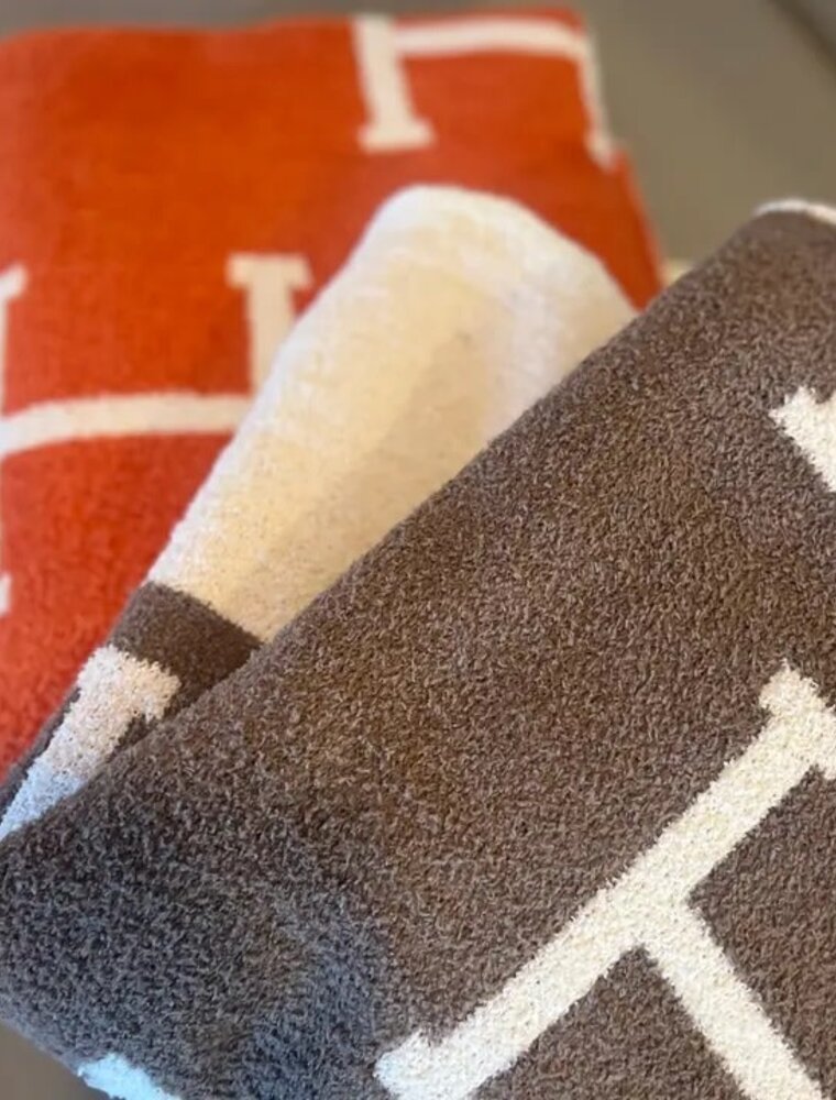 Hermes Taupe Hermes Inspired Blanket