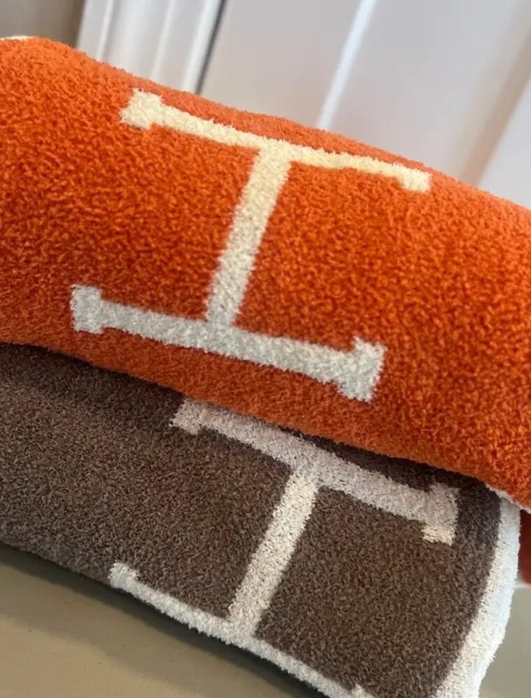 Hermes Orange Hermes Inspired Blanket