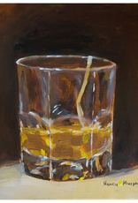 Yellow Dot Glass of Alcohol on the rocks print