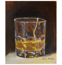 Yellow Dot Glass of Alcohol on the rocks print