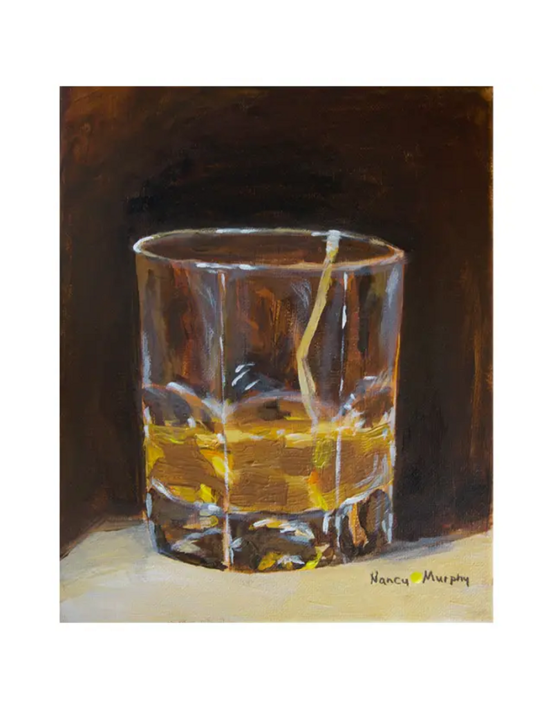 Yellow Dot Glass of Alcohol on the rocks print