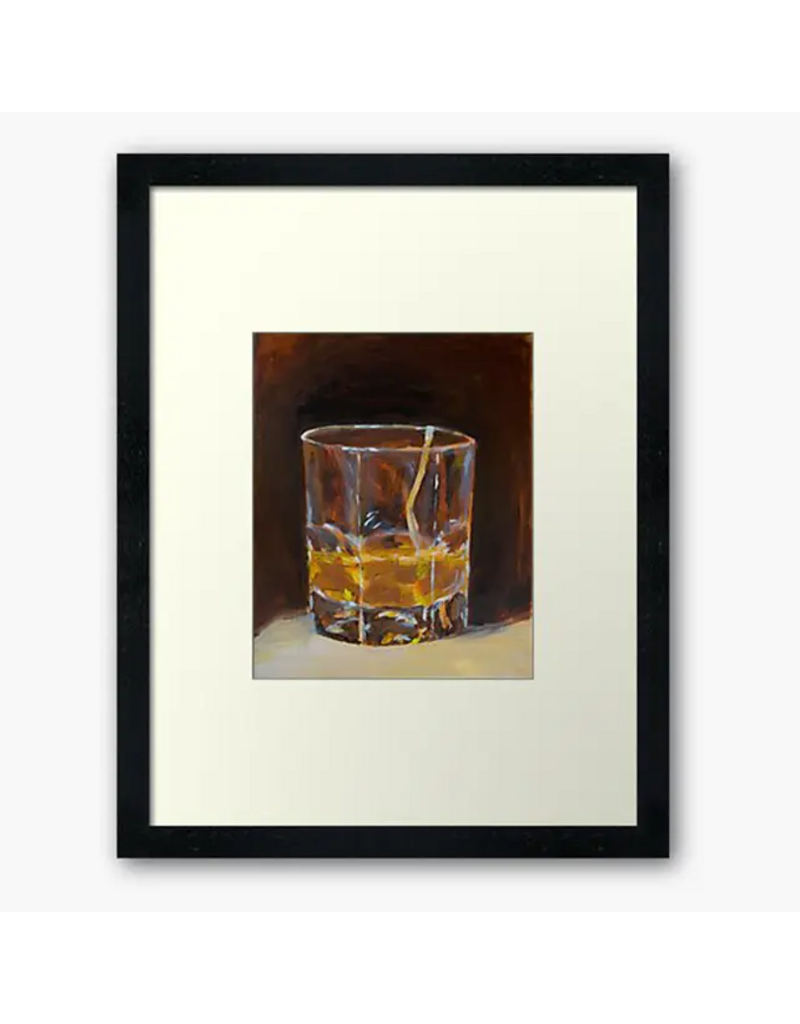 Yellow Dot Glass of Alcohol on the rocks print