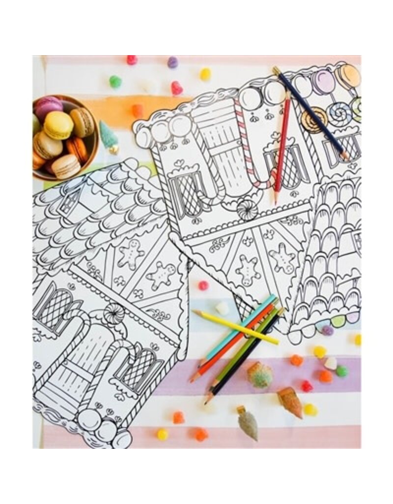 Hester & Cook Gingerbread House Coloring Placemat - 12 Sheets