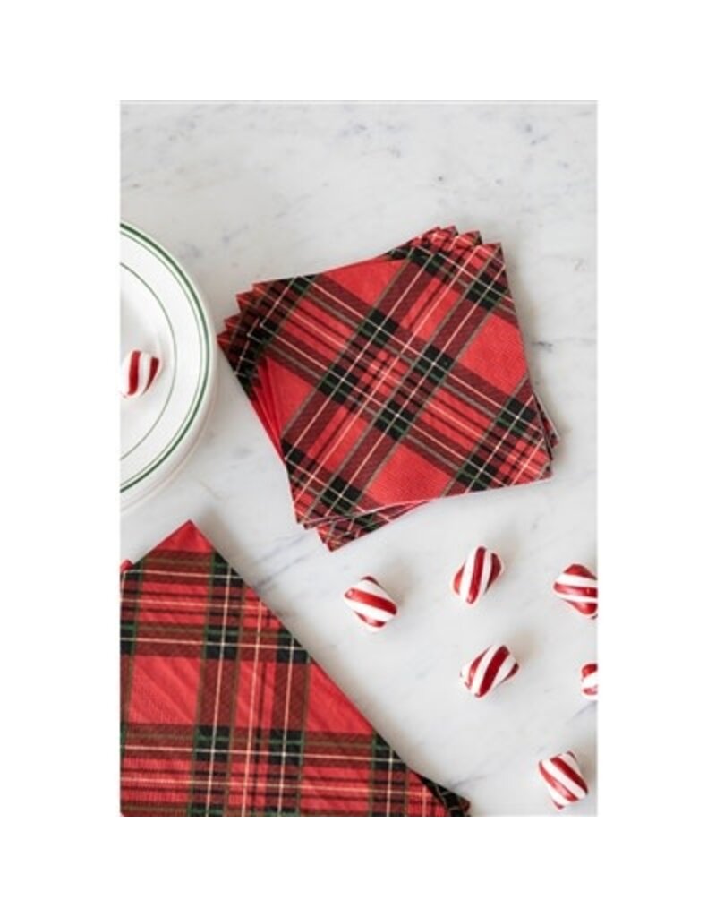 Hester & Cook Red Plaid Cocktail Napkin - Pack of 20