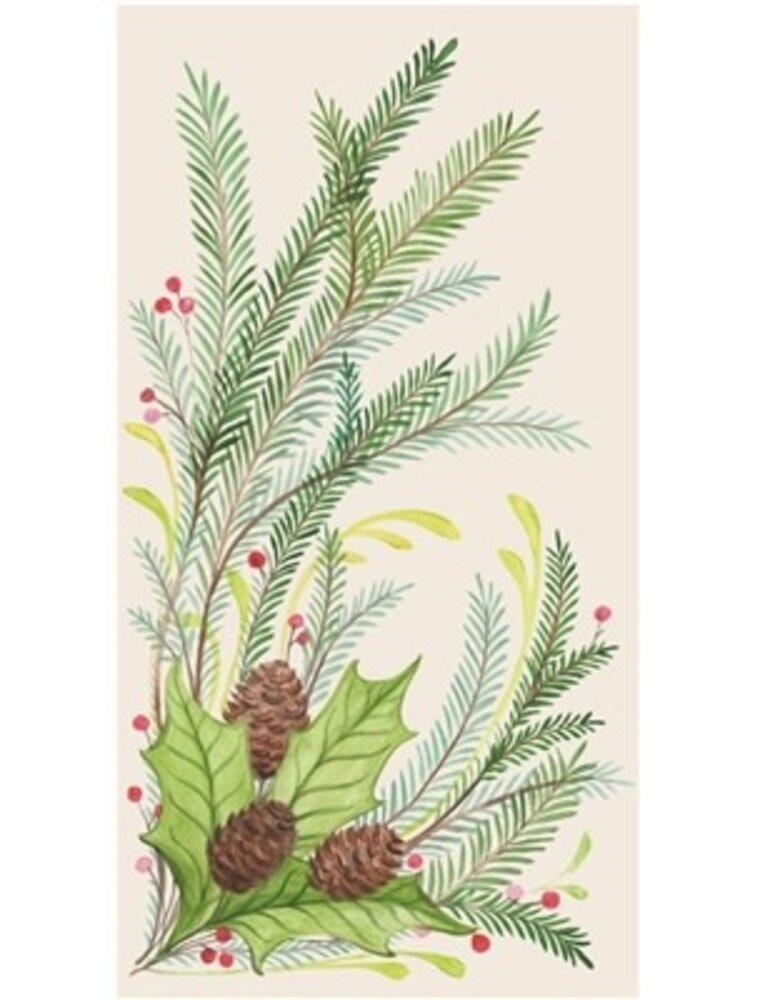 Hester & Cook Christmas Sprigs Guest Napkin - Pack of 16