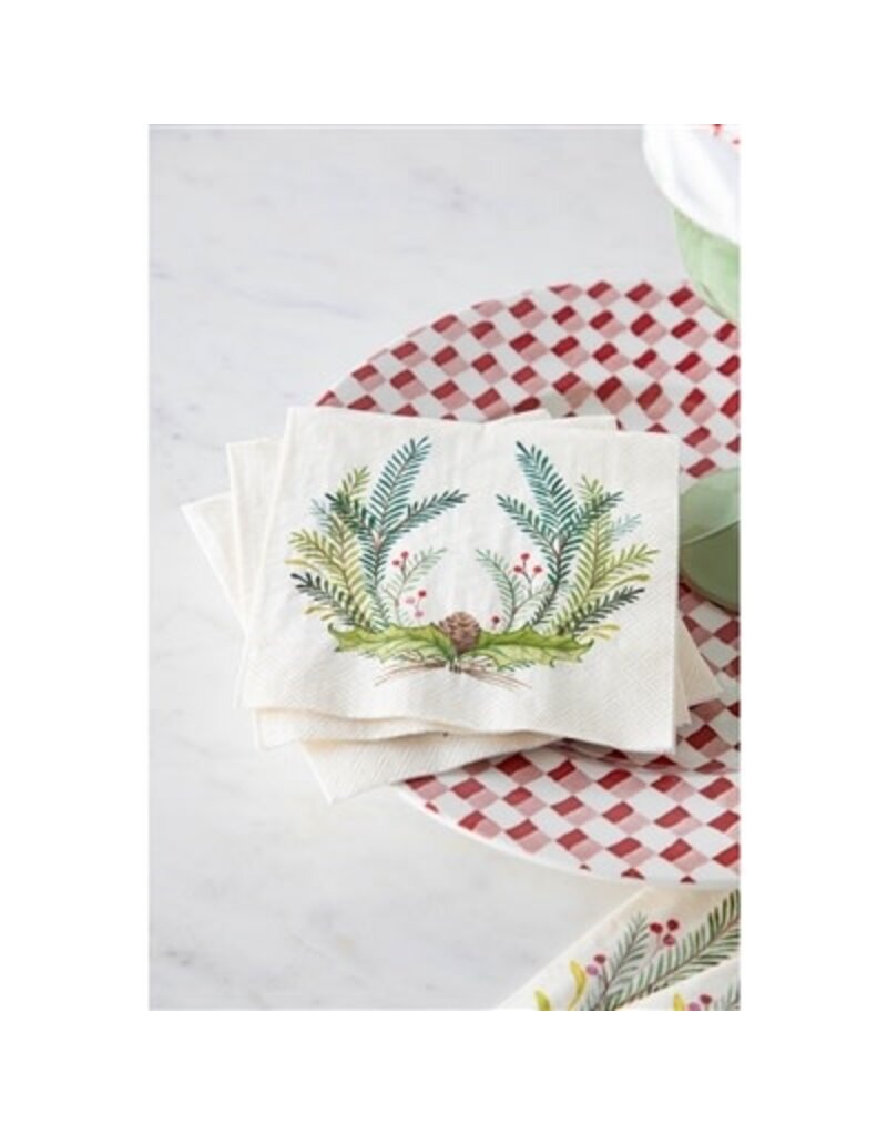Hester & Cook Christmas Sprigs Cocktail Napkin - Pack of 20