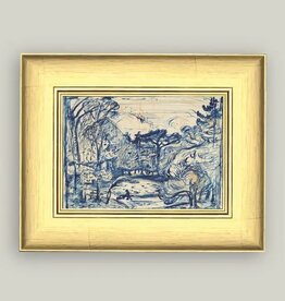 Petal Lane 8 x 6 Forest with Woodcutter w/Gold Frame