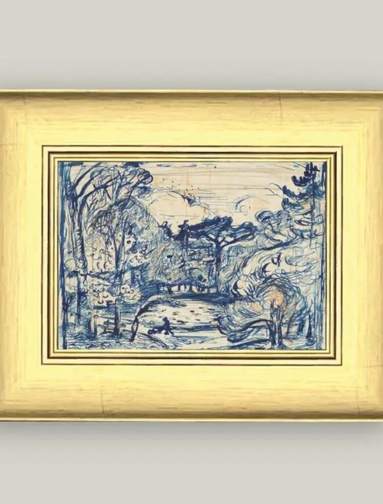 Petal Lane 8 x 6 Forest with Woodcutter w/Gold Frame