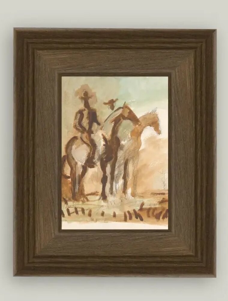 Petal Lane 5 x 7 Study of the Wathc w/Brown Frame