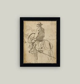 Petal Lane 7 x 9 Man Riding a Horse w/Black Frame