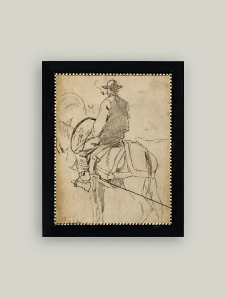 Petal Lane 7 x 9 Man Riding a Horse w/Black Frame