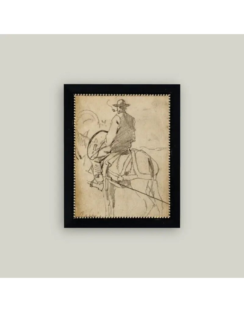 Petal Lane 7 x 9 Man Riding a Horse w/Black Frame