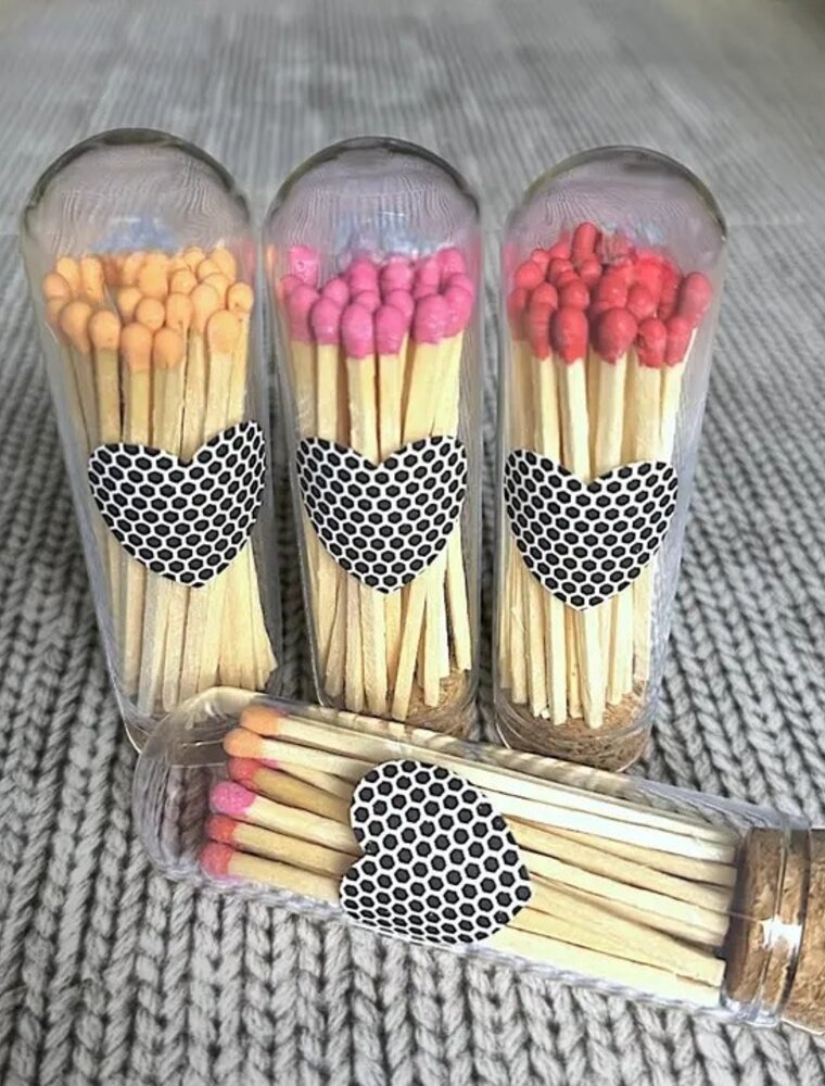 CJ Gift Goddess Pink, Orange & Red - 3" Matches in Cloche w/heart