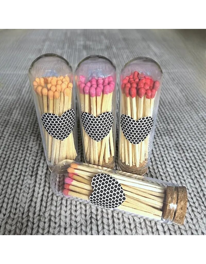 CJ Gift Goddess Pink, Orange & Red - 3" Matches in Cloche w/heart