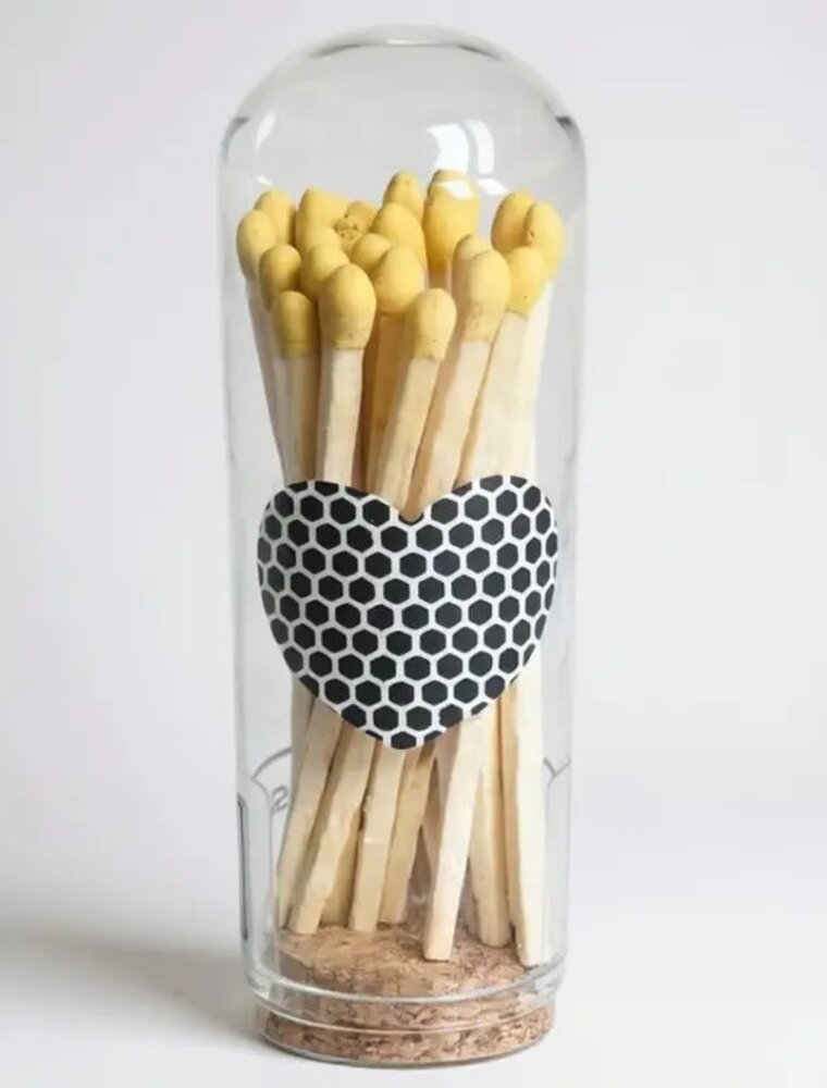 CJ Gift Goddess Lemon Yellow - 3" Matches in Cloche w/heart
