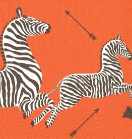 Caspari Cocktail Zebras Orange