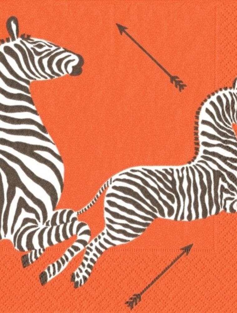 Caspari Cocktail Zebras Orange