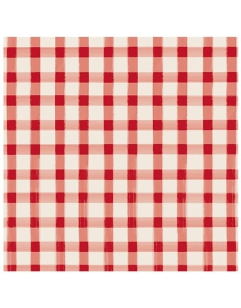 Hester & Cook Red Painted Check Cocktail Napkin - 12 Ea