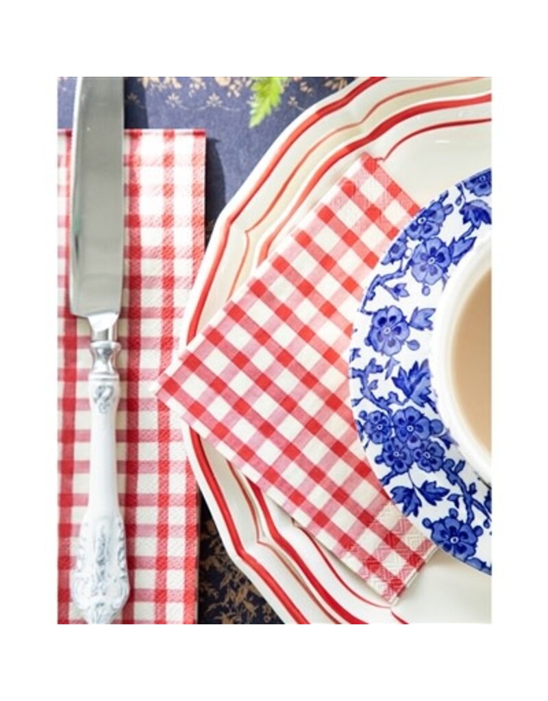 Hester & Cook Red Painted Check Cocktail Napkin - 12 Ea