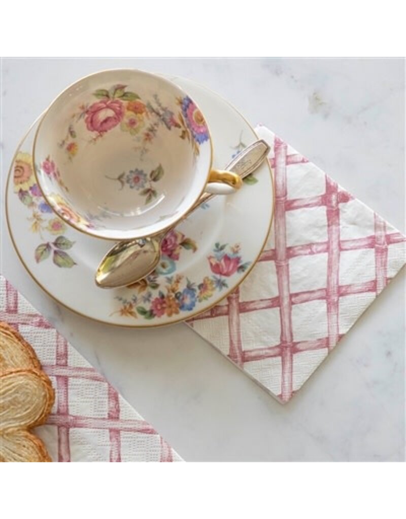 Hester & Cook Pink Lattice Cocktail Napkin - 12 Ea