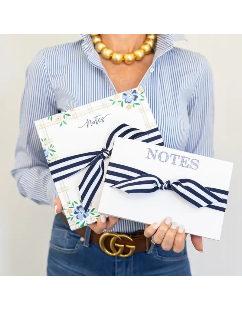 WH Hostess Social Stationery 8.5x5.5 Navy Basketweave NOTES Slab Notepad