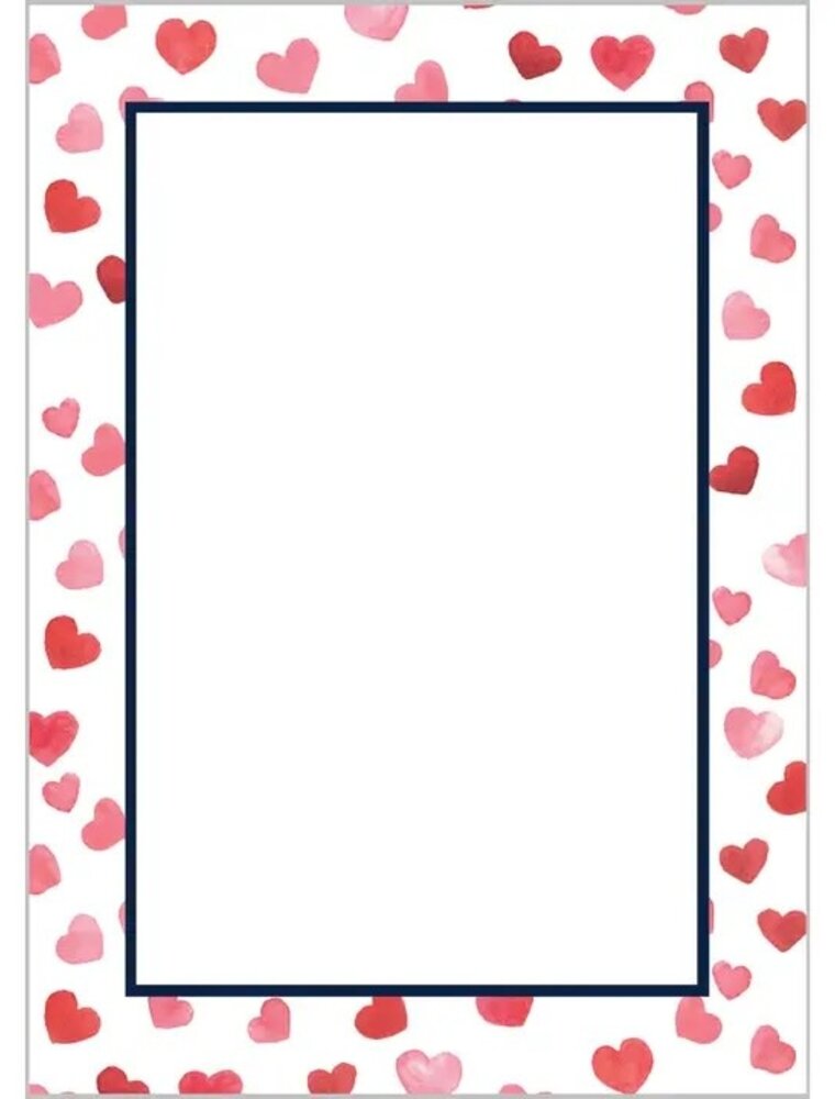 WH Hostess Social Stationery 5x7 Watercolor Hearts Notepad
