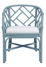 Jeffan Slate Blue Hampton Chippendale Rattan Barrel Chair