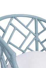 Jeffan Slate Blue Hampton Chippendale Rattan Barrel Chair