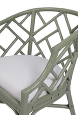 Jeffan Olive Green Hampton Chippendale Rattan Barrel Chair