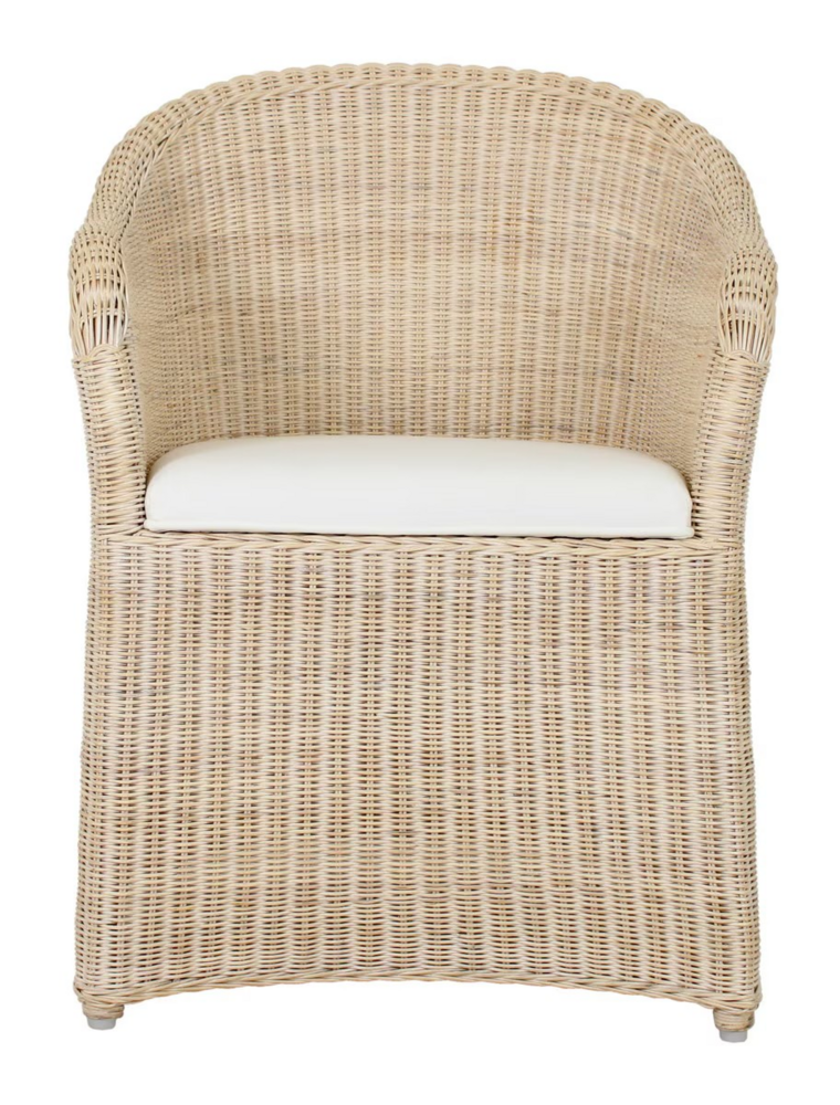 Jeffan Whitewash Eloise Rattan Armchair