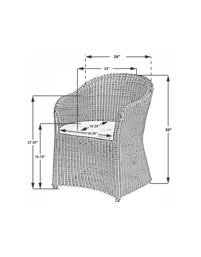 Jeffan Whitewash Eloise Rattan Armchair