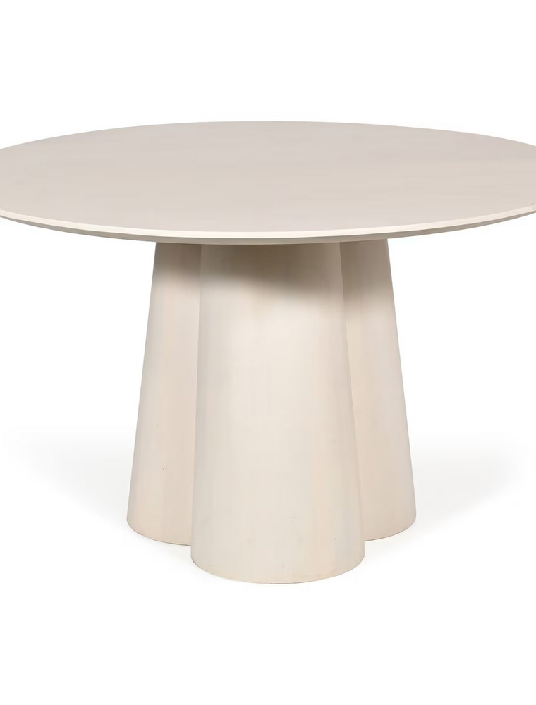 Jeffan 48" Round Clover Dining Table Whitewash