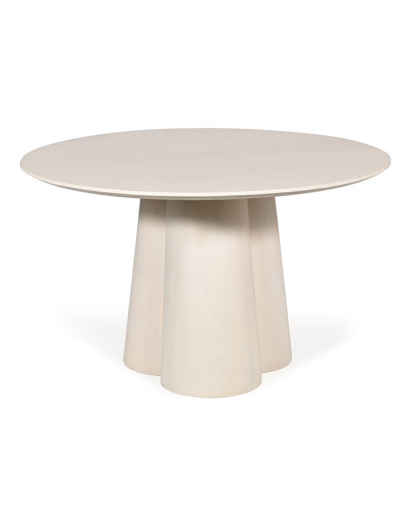 Jeffan 48" Round Clover Dining Table Whitewash