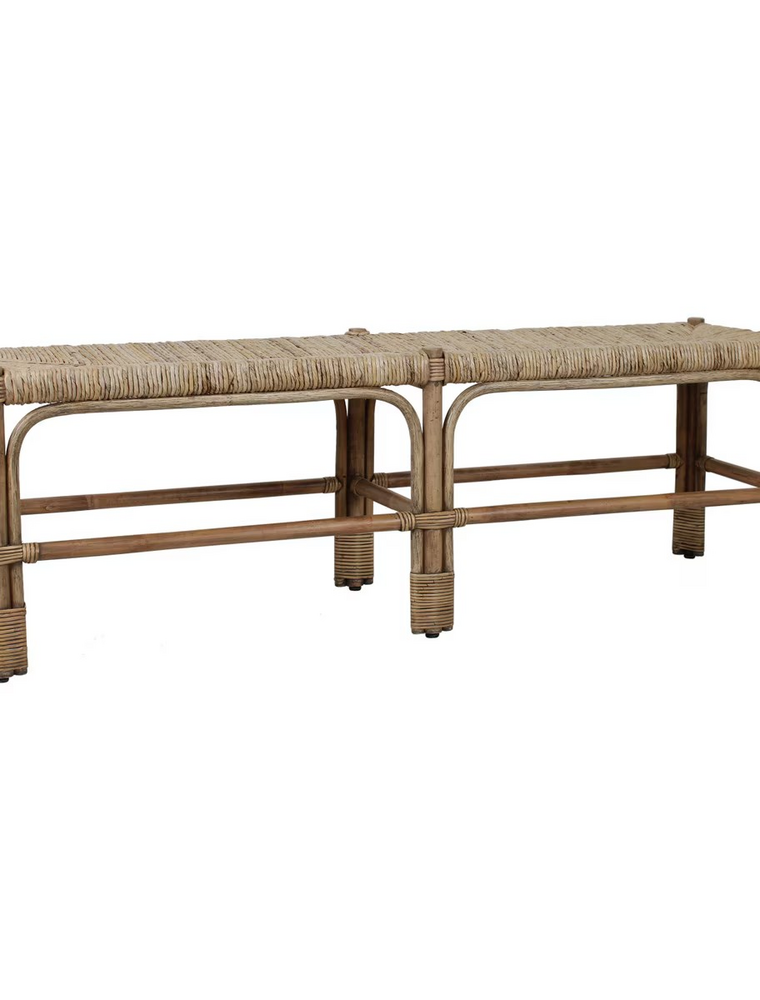 Jeffan Baylin Rattan Bench w/Banana Leaf Seat
