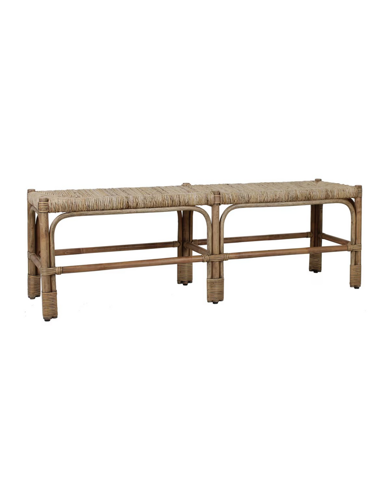 Jeffan Baylin Rattan Bench w/Banana Leaf Seat